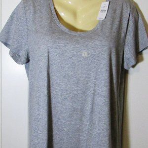 LOFT Short Sleeve Scoop Neck Light Gray Tee Shirt Top Size Large